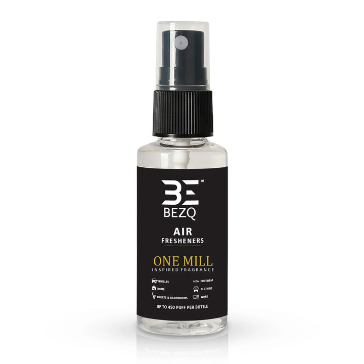 Car air freshener spray bottle with black label, inspired fragrance, suitable for home and vehicles