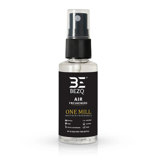 Car air freshener spray bottle with black label, inspired fragrance, suitable for home and vehicles