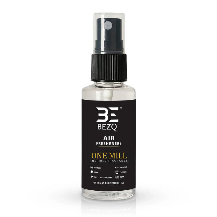 Car air freshener spray bottle with black label, inspired fragrance, suitable for home and vehicles